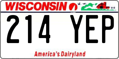 WI license plate 214YEP