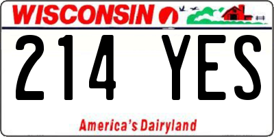 WI license plate 214YES