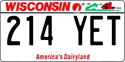 WI license plate 214YET