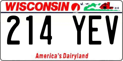 WI license plate 214YEV