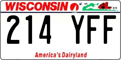 WI license plate 214YFF