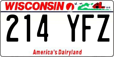 WI license plate 214YFZ