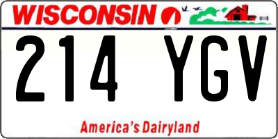 WI license plate 214YGV