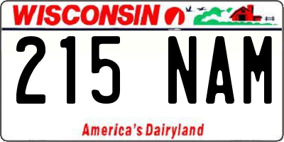 WI license plate 215NAM