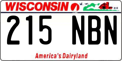 WI license plate 215NBN