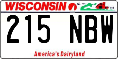 WI license plate 215NBW