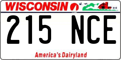 WI license plate 215NCE