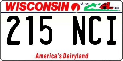 WI license plate 215NCI