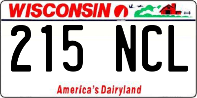 WI license plate 215NCL