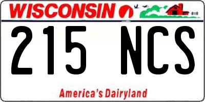 WI license plate 215NCS