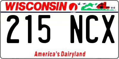 WI license plate 215NCX