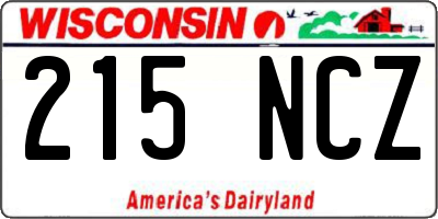 WI license plate 215NCZ