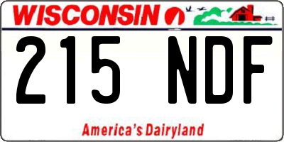 WI license plate 215NDF