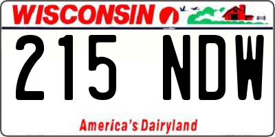 WI license plate 215NDW