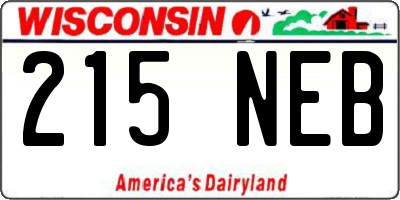 WI license plate 215NEB