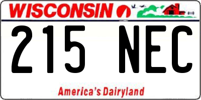 WI license plate 215NEC