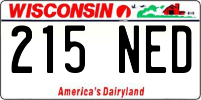 WI license plate 215NED