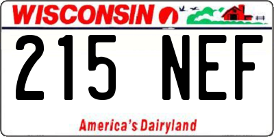 WI license plate 215NEF