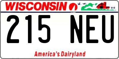 WI license plate 215NEU