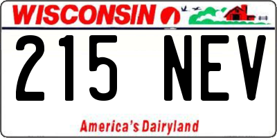 WI license plate 215NEV