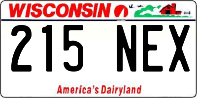 WI license plate 215NEX