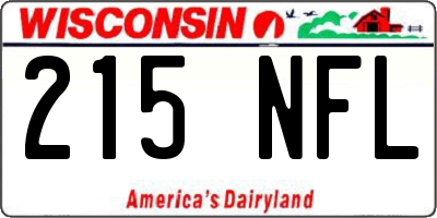 WI license plate 215NFL