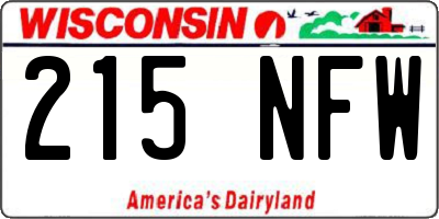 WI license plate 215NFW