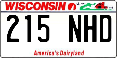 WI license plate 215NHD