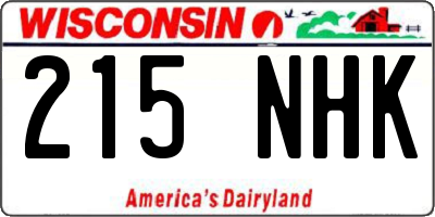 WI license plate 215NHK