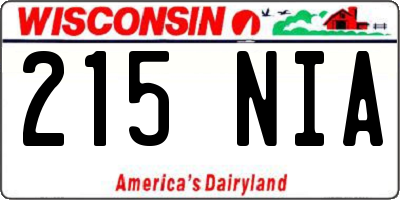 WI license plate 215NIA