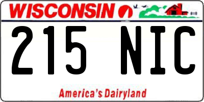 WI license plate 215NIC