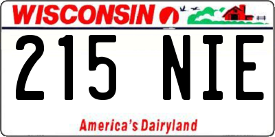 WI license plate 215NIE