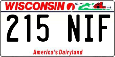 WI license plate 215NIF