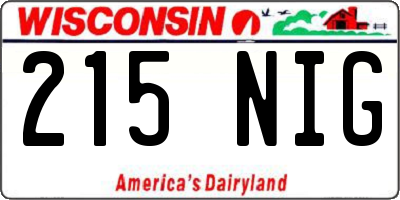 WI license plate 215NIG