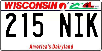 WI license plate 215NIK