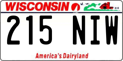 WI license plate 215NIW