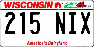 WI license plate 215NIX