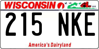 WI license plate 215NKE