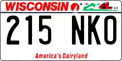 WI license plate 215NKO