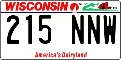 WI license plate 215NNW