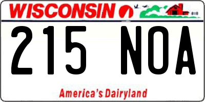 WI license plate 215NOA