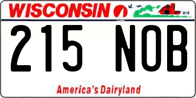 WI license plate 215NOB