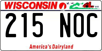 WI license plate 215NOC