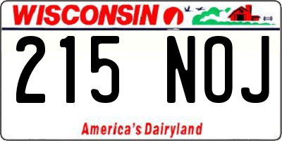 WI license plate 215NOJ