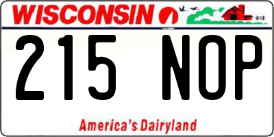 WI license plate 215NOP