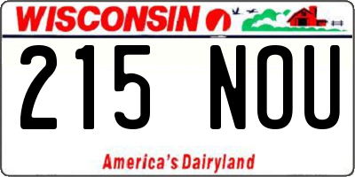 WI license plate 215NOU