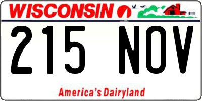 WI license plate 215NOV