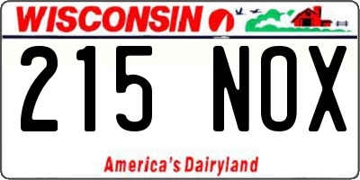 WI license plate 215NOX