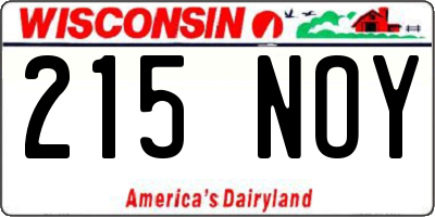 WI license plate 215NOY