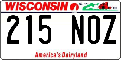 WI license plate 215NOZ